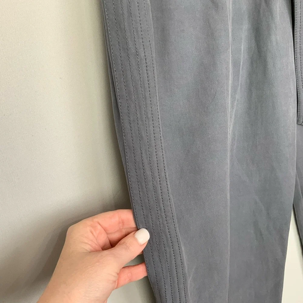 Rebecca‎ Taylor Sz 8 Silk Blend Slate Gray Blue Belted Paperbag Trousers Pants